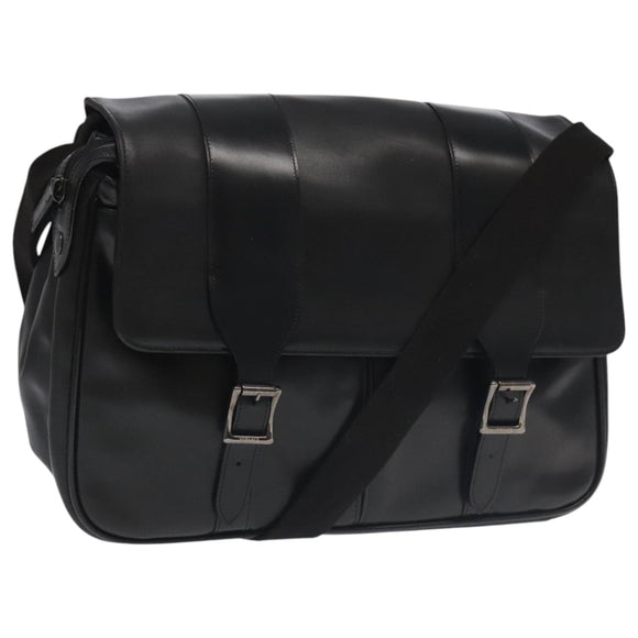 VERSACE Shoulder Bag Leather Black Auth bs20588