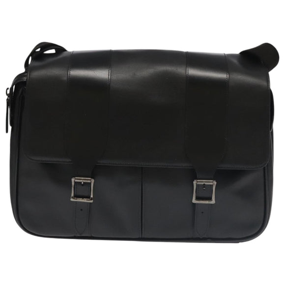 VERSACE Shoulder Bag Leather Black Auth bs20588