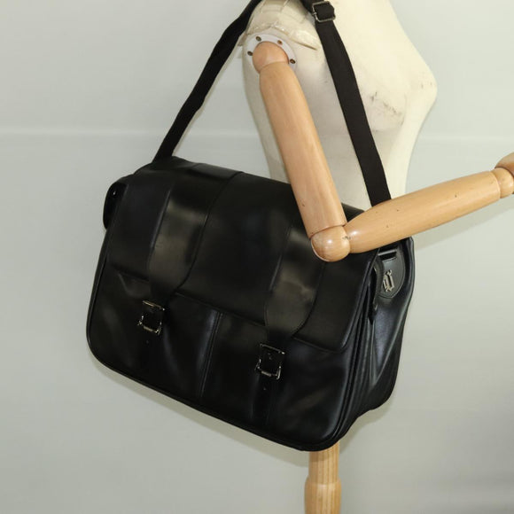 VERSACE Shoulder Bag Leather Black Auth bs20588