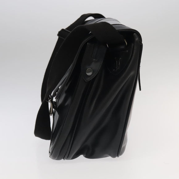 VERSACE Shoulder Bag Leather Black Auth bs20588