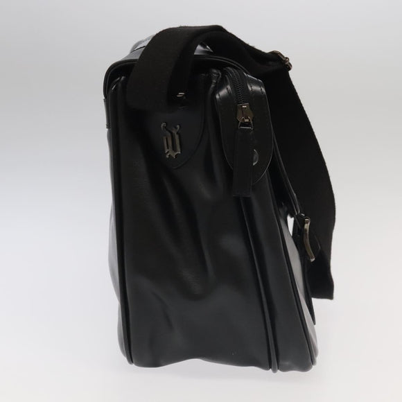 VERSACE Shoulder Bag Leather Black Auth bs20588