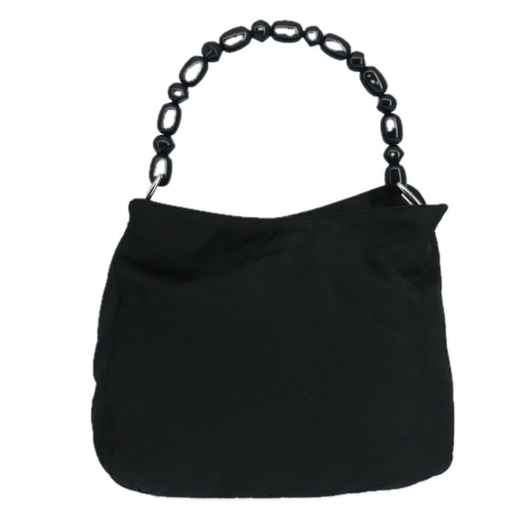 Christian Dior Maris Pearl Hand Bag Leather Black Silver Auth bs20633