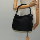 Christian Dior Maris Pearl Hand Bag Leather Black Silver Auth bs20633-21