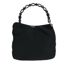Christian Dior Maris Pearl Hand Bag Leather Black Silver Auth bs20633-2