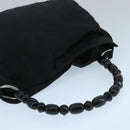 Christian Dior Maris Pearl Hand Bag Leather Black Silver Auth bs20633-6