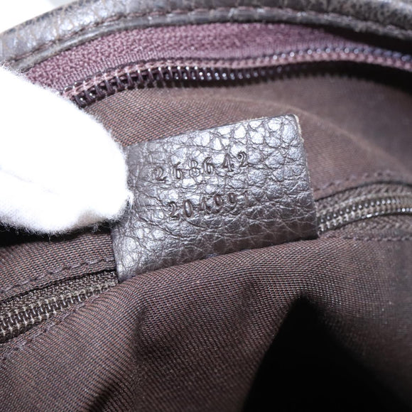 GUCCI GG Canvas Abbey Shoulder Bag Outlet Dark Brown Silver 268642 Auth bs20652