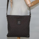 GUCCI GG Canvas Abbey Shoulder Bag Outlet Dark Brown Silver 268642 Auth bs20652-22