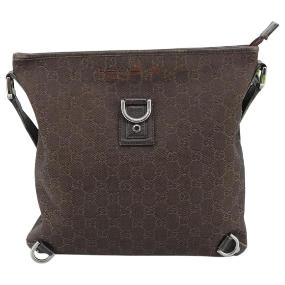 GUCCI GG Canvas Abbey Shoulder Bag Outlet Dark Brown Silver 268642 Auth bs20652