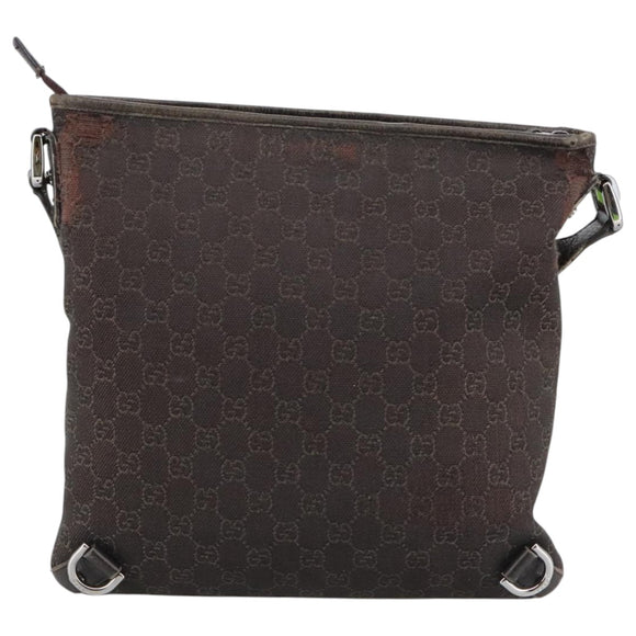 GUCCI GG Canvas Abbey Shoulder Bag Outlet Dark Brown Silver 268642 Auth bs20652