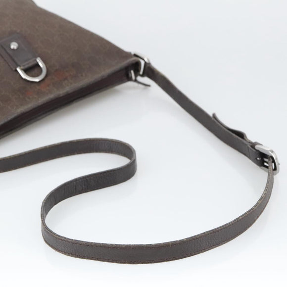 GUCCI GG Canvas Abbey Shoulder Bag Outlet Dark Brown Silver 268642 Auth bs20652