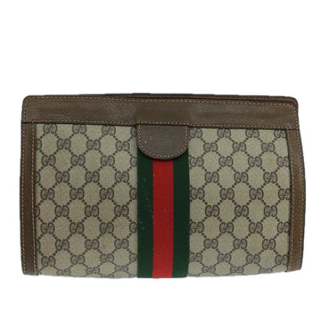 GUCCI GG Supreme Web Sherry Line Clutch Bag PVC Beige 001 014 2125 Auth bs20684 - 0