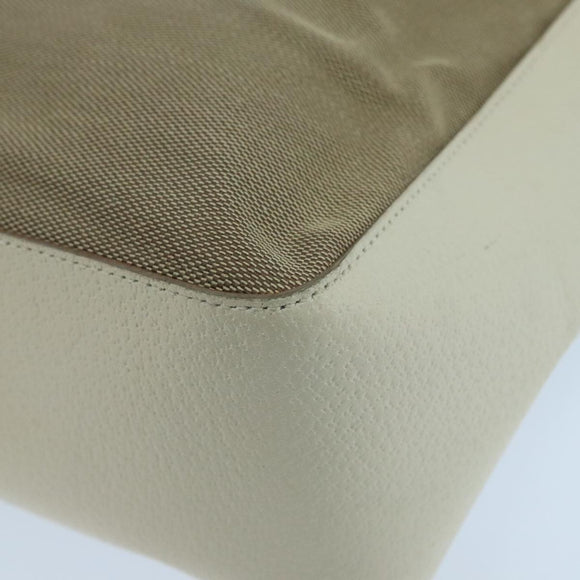 GUCCI Shoulder Bag Canvas Leather Beige White Silver 0013766 Auth bs20687