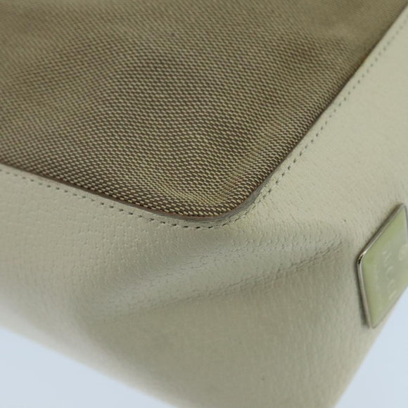 GUCCI Shoulder Bag Canvas Leather Beige White Silver 0013766 Auth bs20687