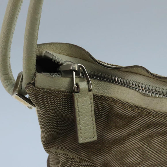 GUCCI Shoulder Bag Canvas Leather Beige White Silver 0013766 Auth bs20687