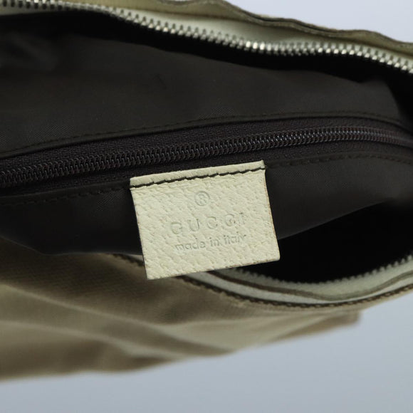 GUCCI Shoulder Bag Canvas Leather Beige White Silver 0013766 Auth bs20687