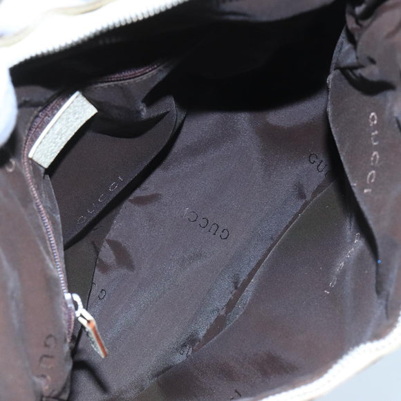 GUCCI Shoulder Bag Canvas Leather Beige White Silver 0013766 Auth bs20687