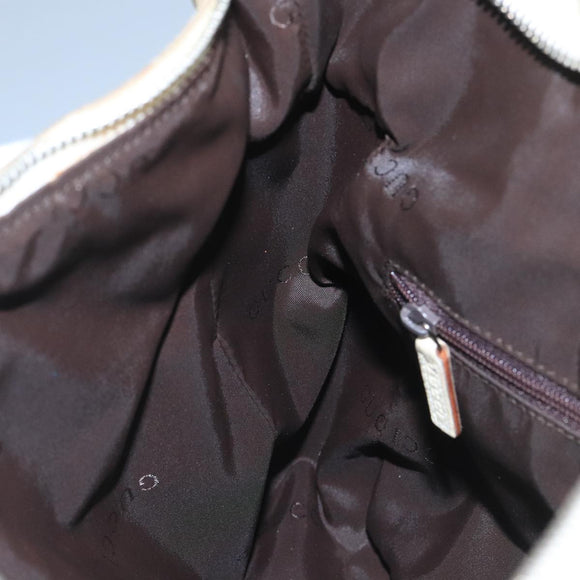 GUCCI Shoulder Bag Canvas Leather Beige White Silver 0013766 Auth bs20687