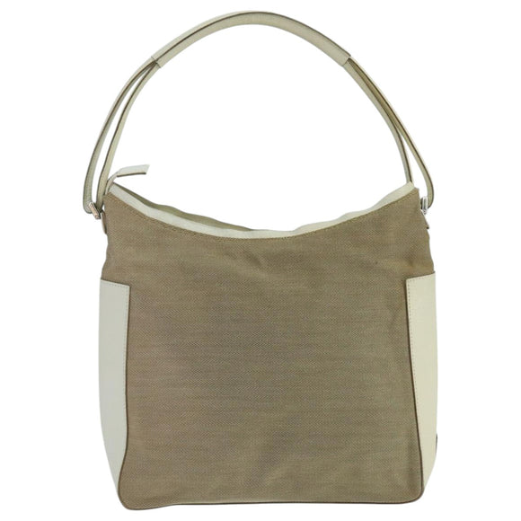 GUCCI Shoulder Bag Canvas Leather Beige White Silver 0013766 Auth bs20687