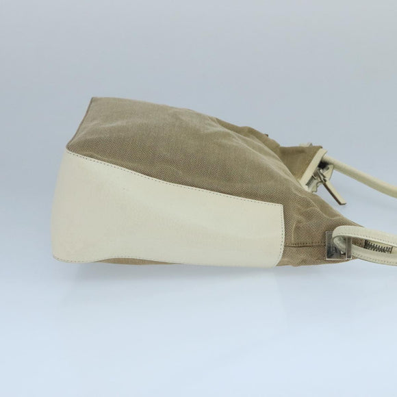 GUCCI Shoulder Bag Canvas Leather Beige White Silver 0013766 Auth bs20687