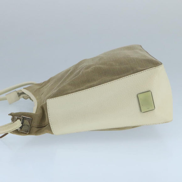 GUCCI Shoulder Bag Canvas Leather Beige White Silver 0013766 Auth bs20687