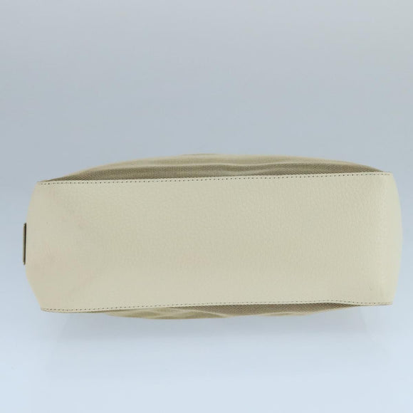 GUCCI Shoulder Bag Canvas Leather Beige White Silver 0013766 Auth bs20687