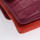 CHANEL Choco Bar Chain Hand Bag Lamb Skin Purple Pink CC Auth bs20703-8