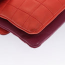 CHANEL Choco Bar Chain Hand Bag Lamb Skin Purple Pink CC Auth bs20703-16