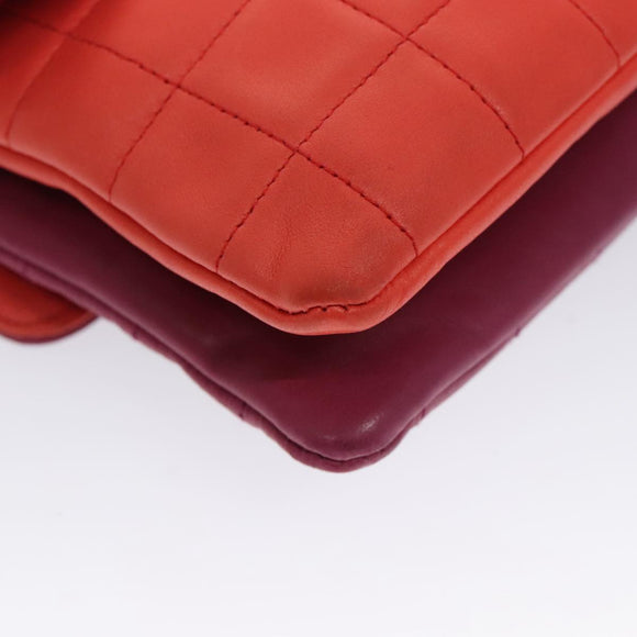 CHANEL Choco Bar Chain Hand Bag Lamb Skin Purple Pink CC Auth bs20703