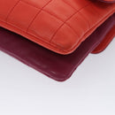 CHANEL Choco Bar Chain Hand Bag Lamb Skin Purple Pink CC Auth bs20703-17