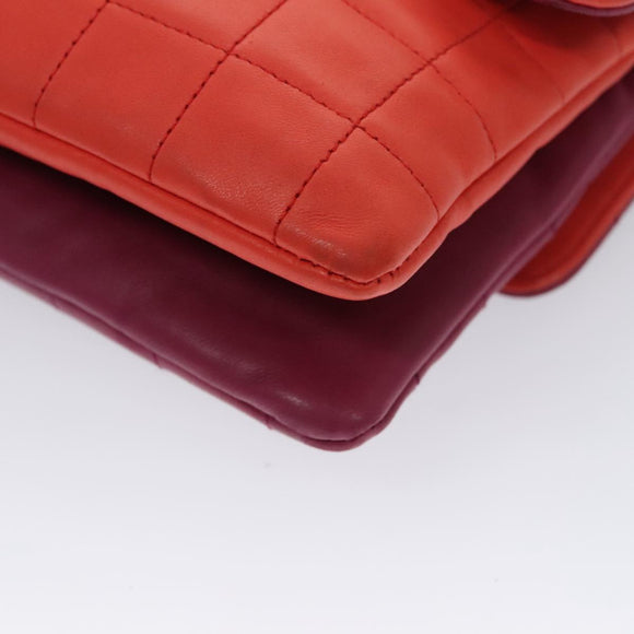 CHANEL Choco Bar Chain Hand Bag Lamb Skin Purple Pink CC Auth bs20703