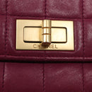 CHANEL Choco Bar Chain Hand Bag Lamb Skin Purple Pink CC Auth bs20703-18