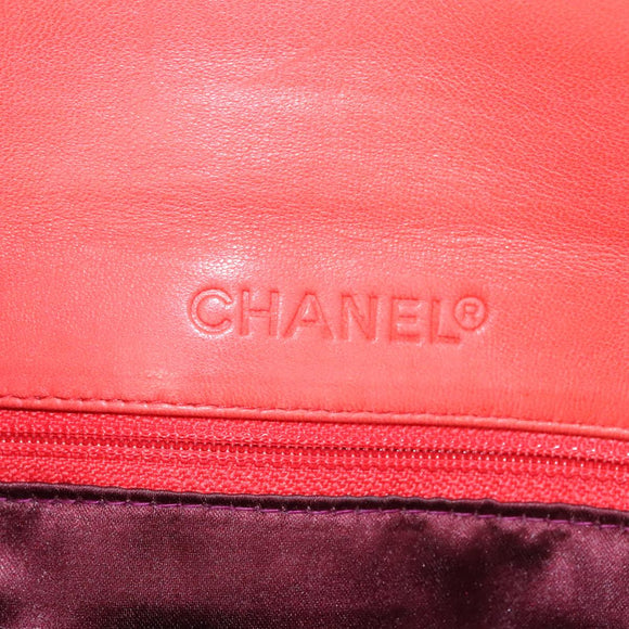 CHANEL Choco Bar Chain Hand Bag Lamb Skin Purple Pink CC Auth bs20703