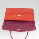 CHANEL Choco Bar Chain Hand Bag Lamb Skin Purple Pink CC Auth bs20703-25