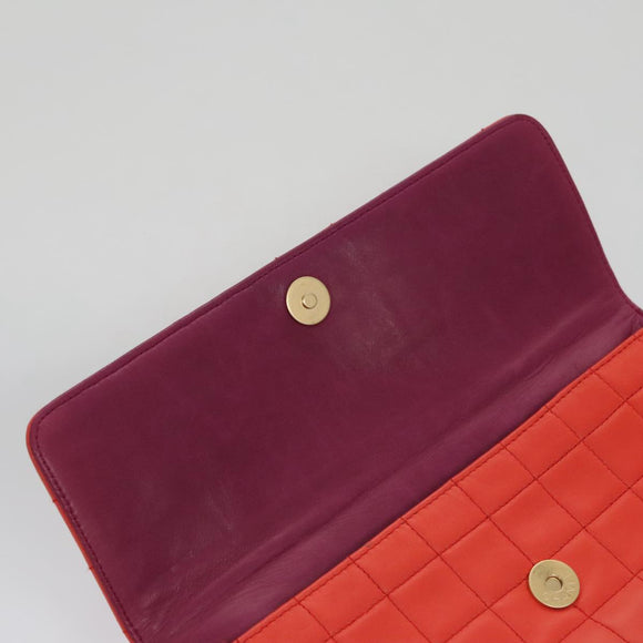 CHANEL Choco Bar Chain Hand Bag Lamb Skin Purple Pink CC Auth bs20703