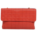 CHANEL Choco Bar Chain Hand Bag Lamb Skin Purple Pink CC Auth bs20703-2