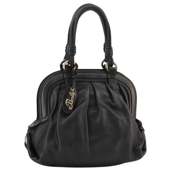 BALLY Hand Bag Leather Black Auth bs20707