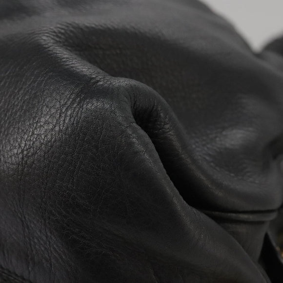 BALLY Hand Bag Leather Black Auth bs20707