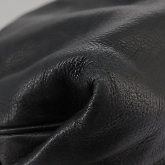 BALLY Hand Bag Leather Black Auth bs20707