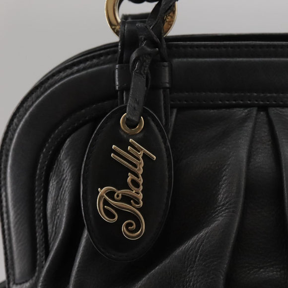 BALLY Hand Bag Leather Black Auth bs20707