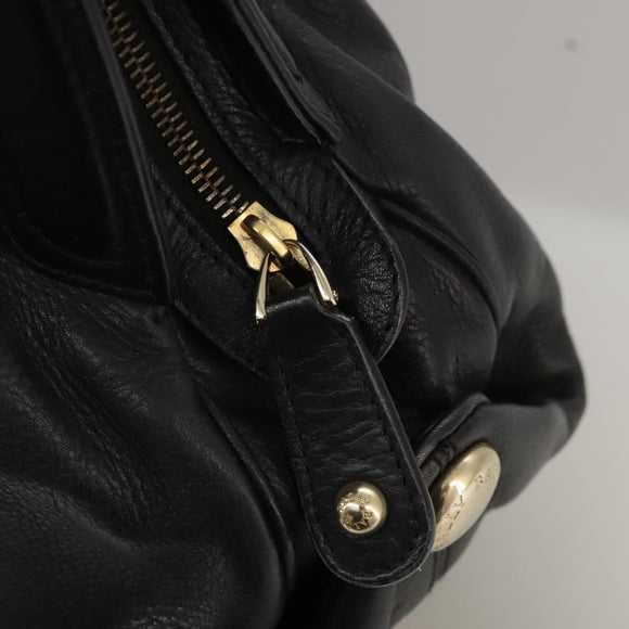BALLY Hand Bag Leather Black Auth bs20707