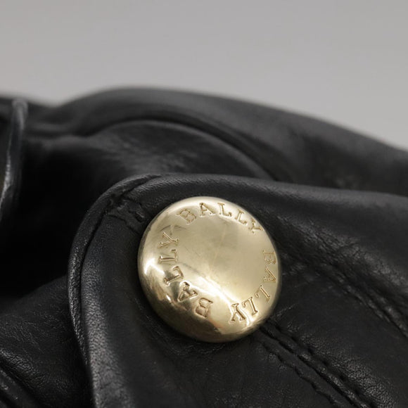 BALLY Hand Bag Leather Black Auth bs20707