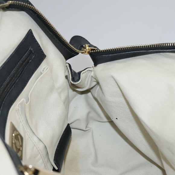 BALLY Hand Bag Leather Black Auth bs20707