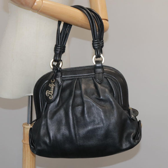 BALLY Hand Bag Leather Black Auth bs20707