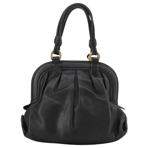 BALLY Hand Bag Leather Black Auth bs20707