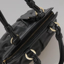 BALLY Hand Bag Leather Black Auth bs20707-6