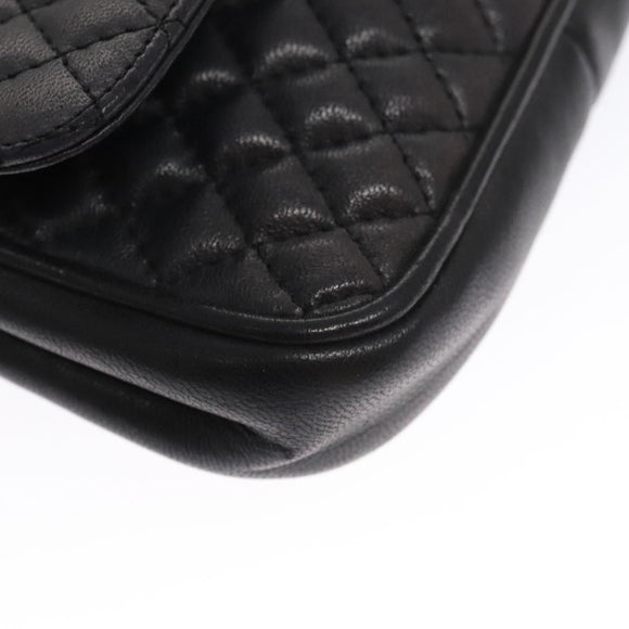 BALLY Shoulder Bag Leather Navy Gold Auth bs20712