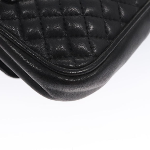 BALLY Shoulder Bag Leather Navy Gold Auth bs20712