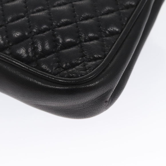 BALLY Shoulder Bag Leather Navy Gold Auth bs20712