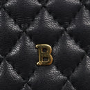 BALLY Shoulder Bag Leather Navy Gold Auth bs20712-18