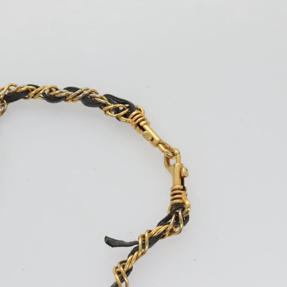 BALLY Shoulder Bag Leather Navy Gold Auth bs20712